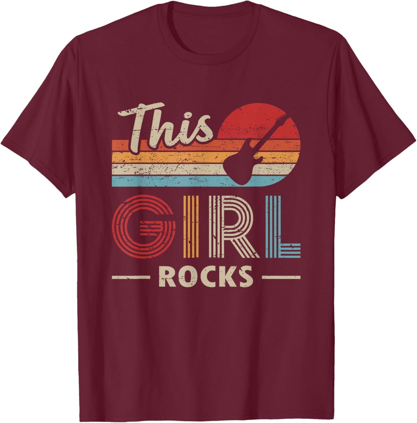 This Girl Rocks Guitar Rock N Roll Guitar Player T-Shirt - T-Shirt | Maroon