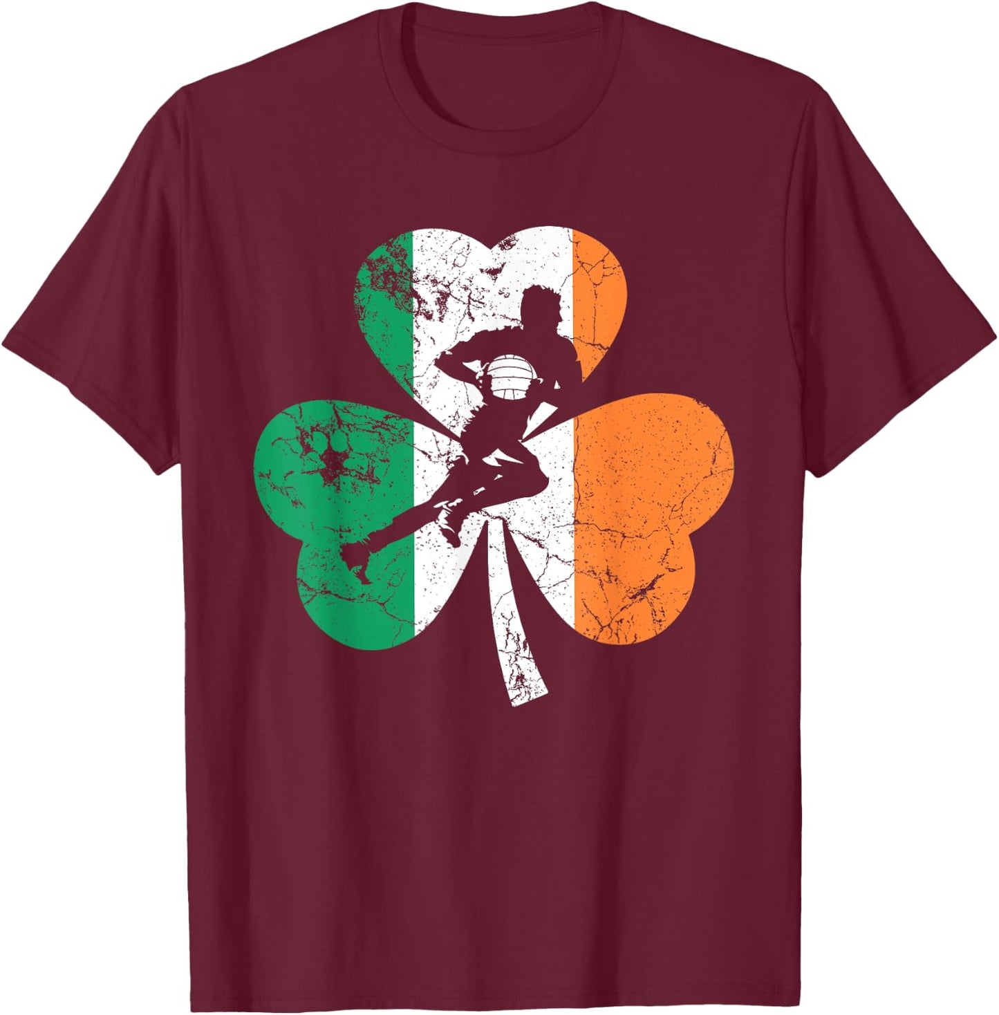Gaelic_Football St.Patrick's Day Gift Shamrock Irish Flag T-Shirt - T-Shirt | Maroon