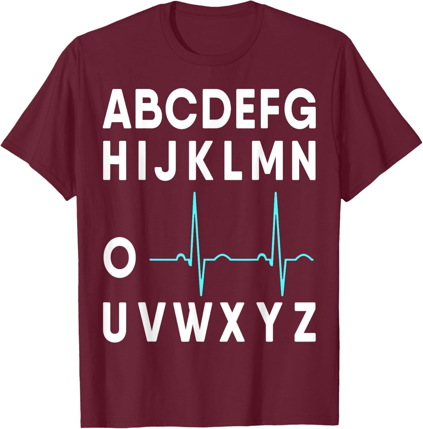 Med School Co. EKG Alphabet Heartbeat Line Doctor Nurse T-Shirt - T-Shirt | Maroon