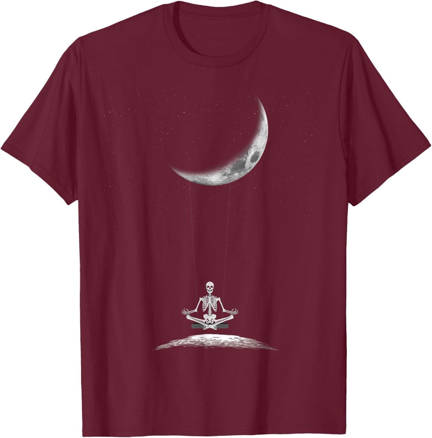 Yoga Skeleton On Moon Spooky Halloween for a Yoga Fan T-Shirt - T-Shirt | Maroon