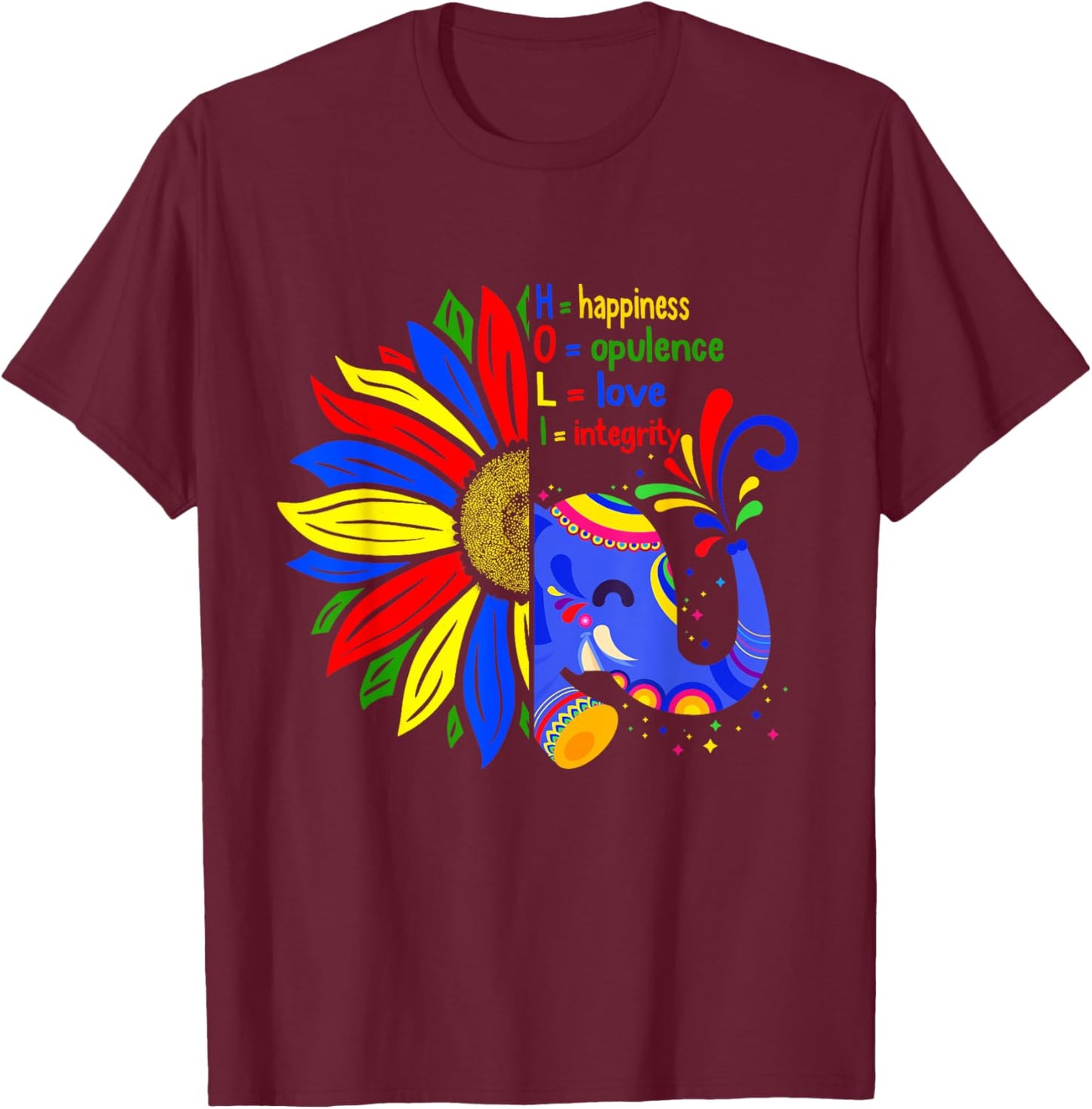 Happy Holi Festival Meaningful Colors Festival, Holi Lover I T-Shirt - T-Shirt | Maroon