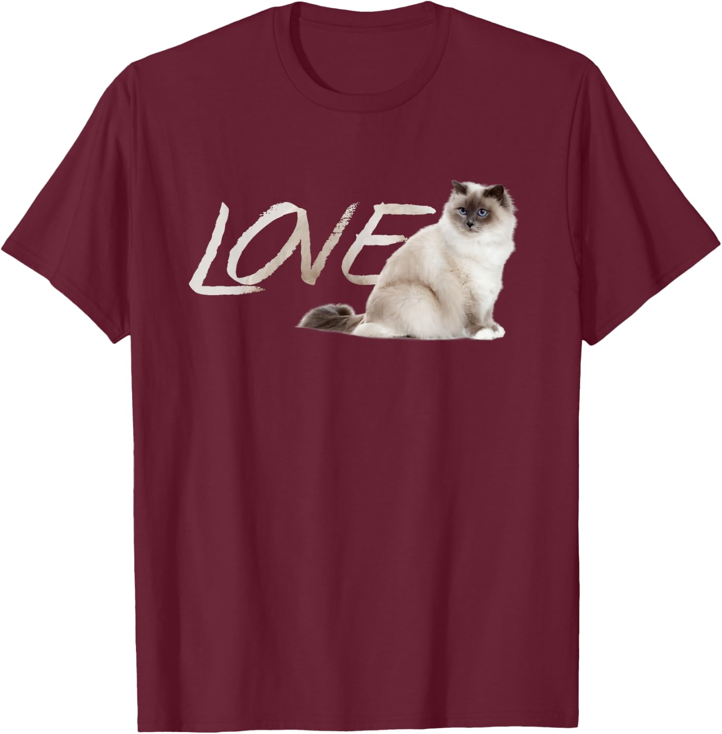 Himalayan Birman Ragdoll Snowshoe LOVE Kitten T-Shirt - T-Shirt | Maroon