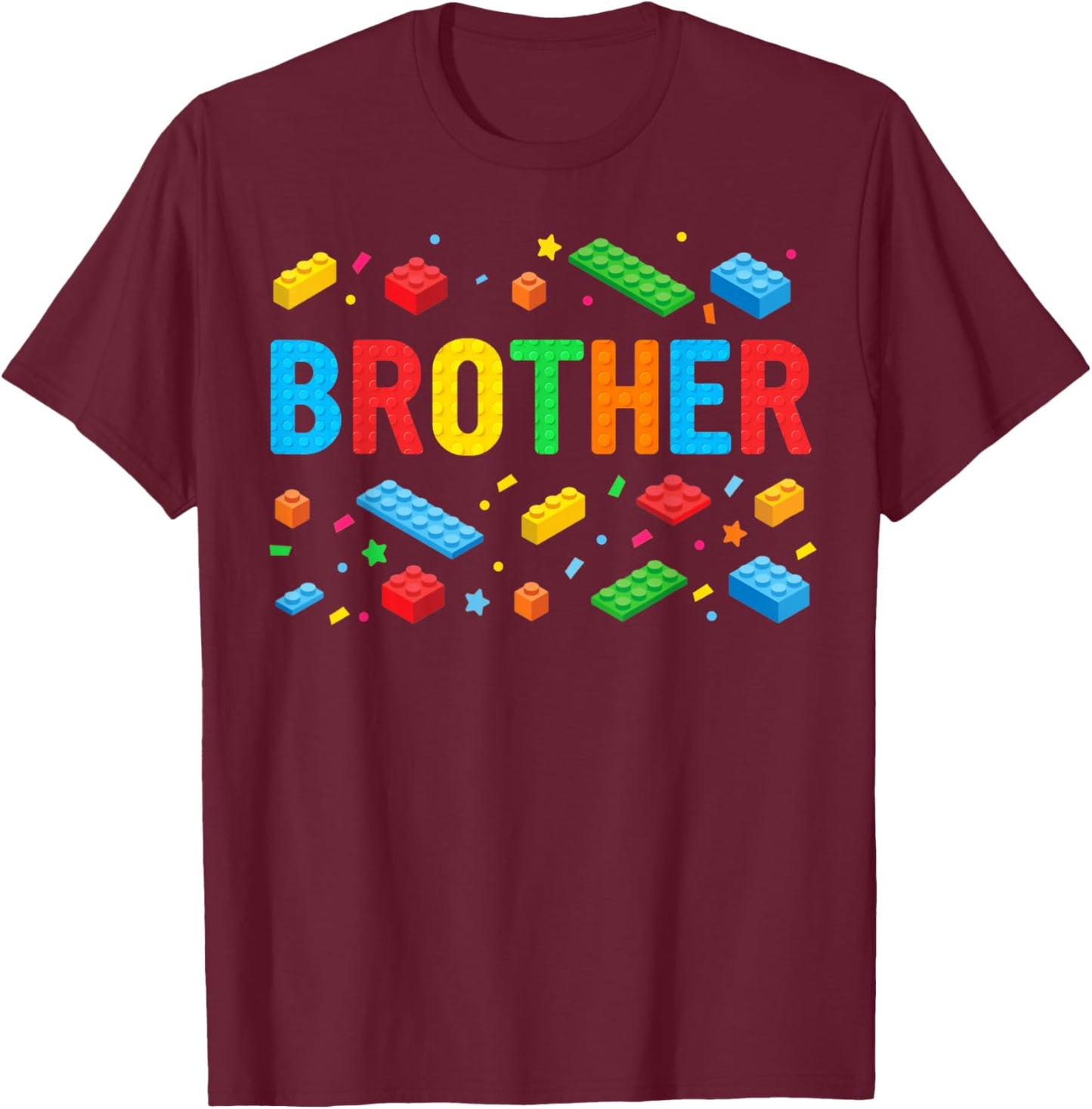 Brother Master Builder Building Bricks Blocks Family Big Bro T-Shirt - T-Shirt | Maroon