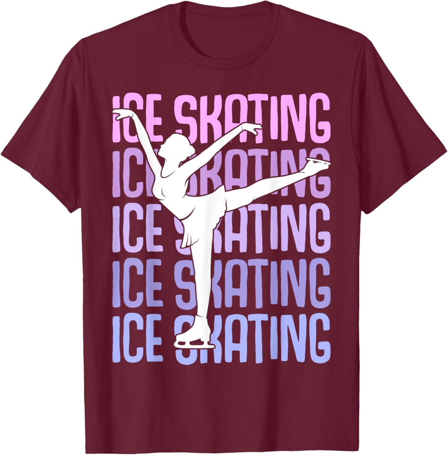 Ice Skating Figure Skater Girls Women T-Shirt - T-Shirt | Maroon