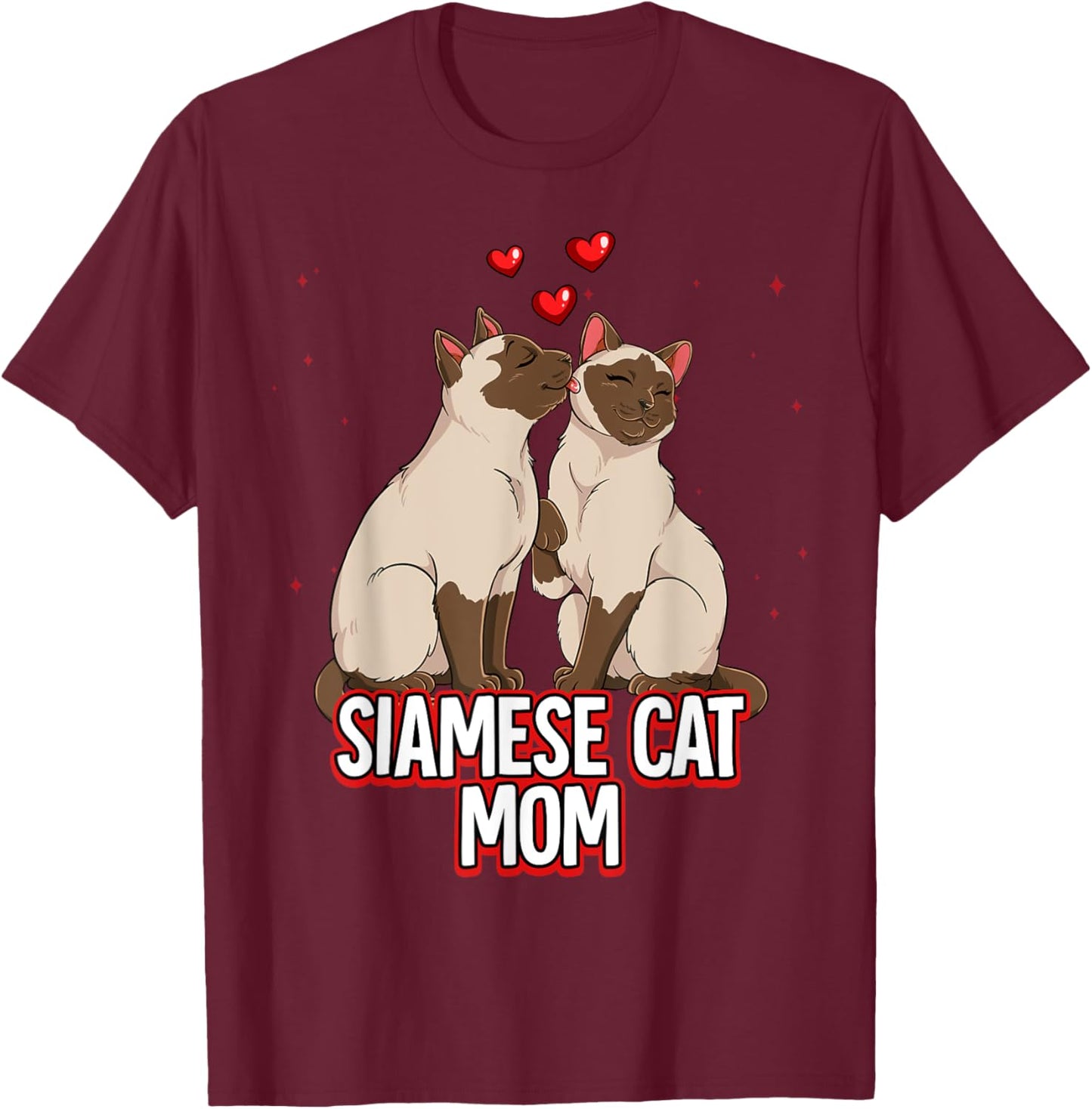 Siamese Cat Mom T-Shirt - T-Shirt | Maroon