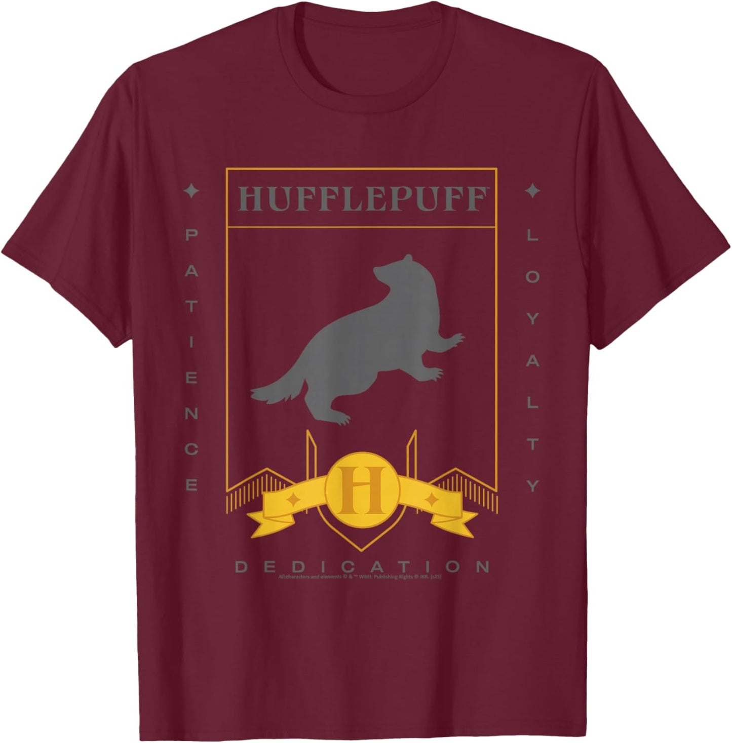 Poufsouffle Harry Potter Nouveau Design 2025 Patience Loyalty T-Shirt - T-Shirt | Maroon