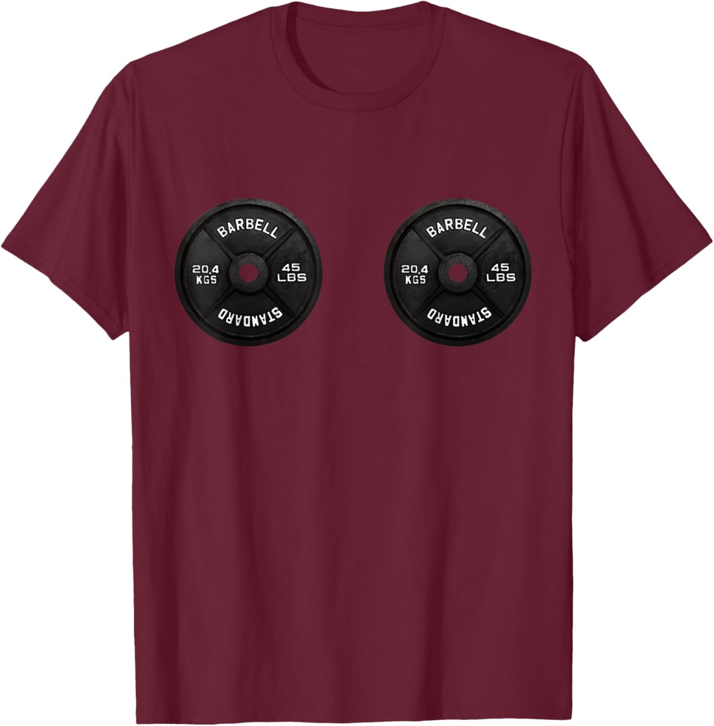 Funny barbell boobs bodybuilder muscle mommies bodybuiding T-Shirt - T-Shirt | Maroon