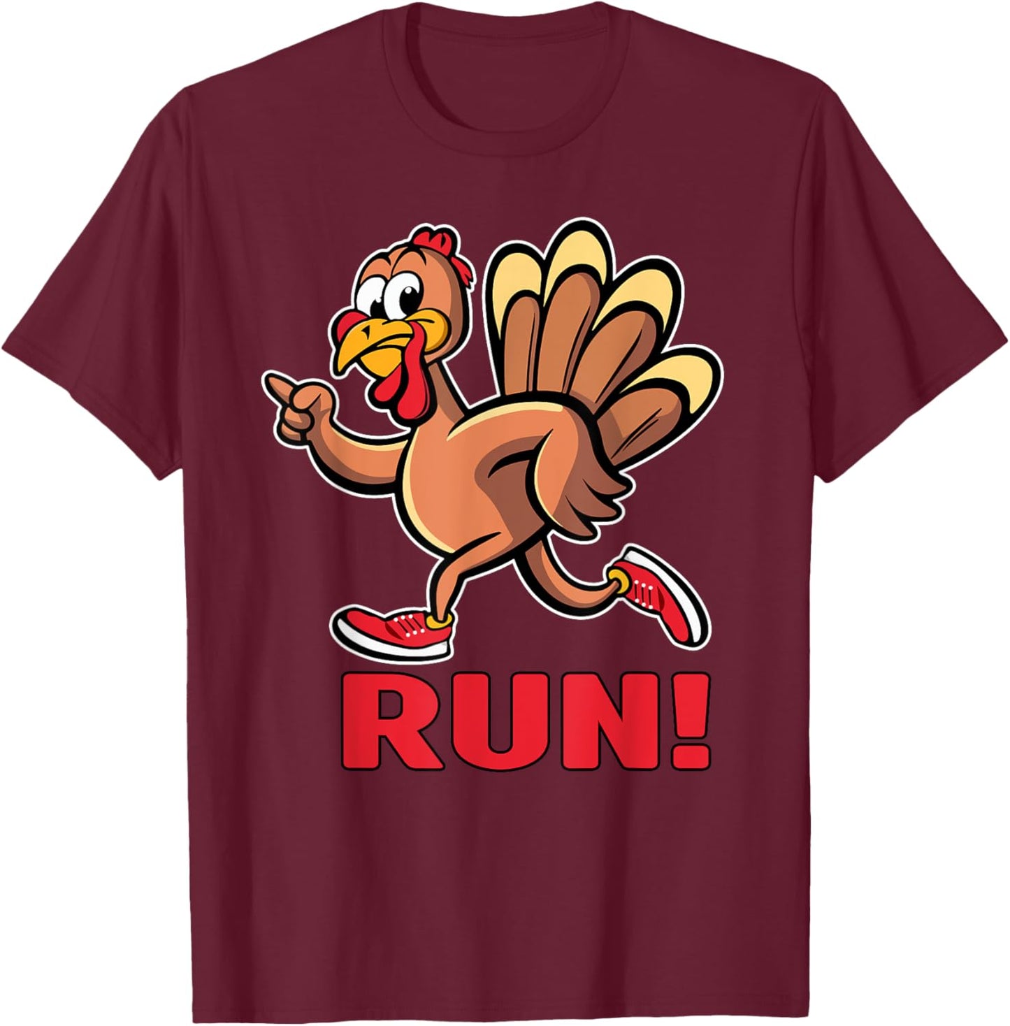 Funny Turkey Trot Run Thanksgiving Turkey Running Kids Adult T-Shirt - T-Shirt | Maroon