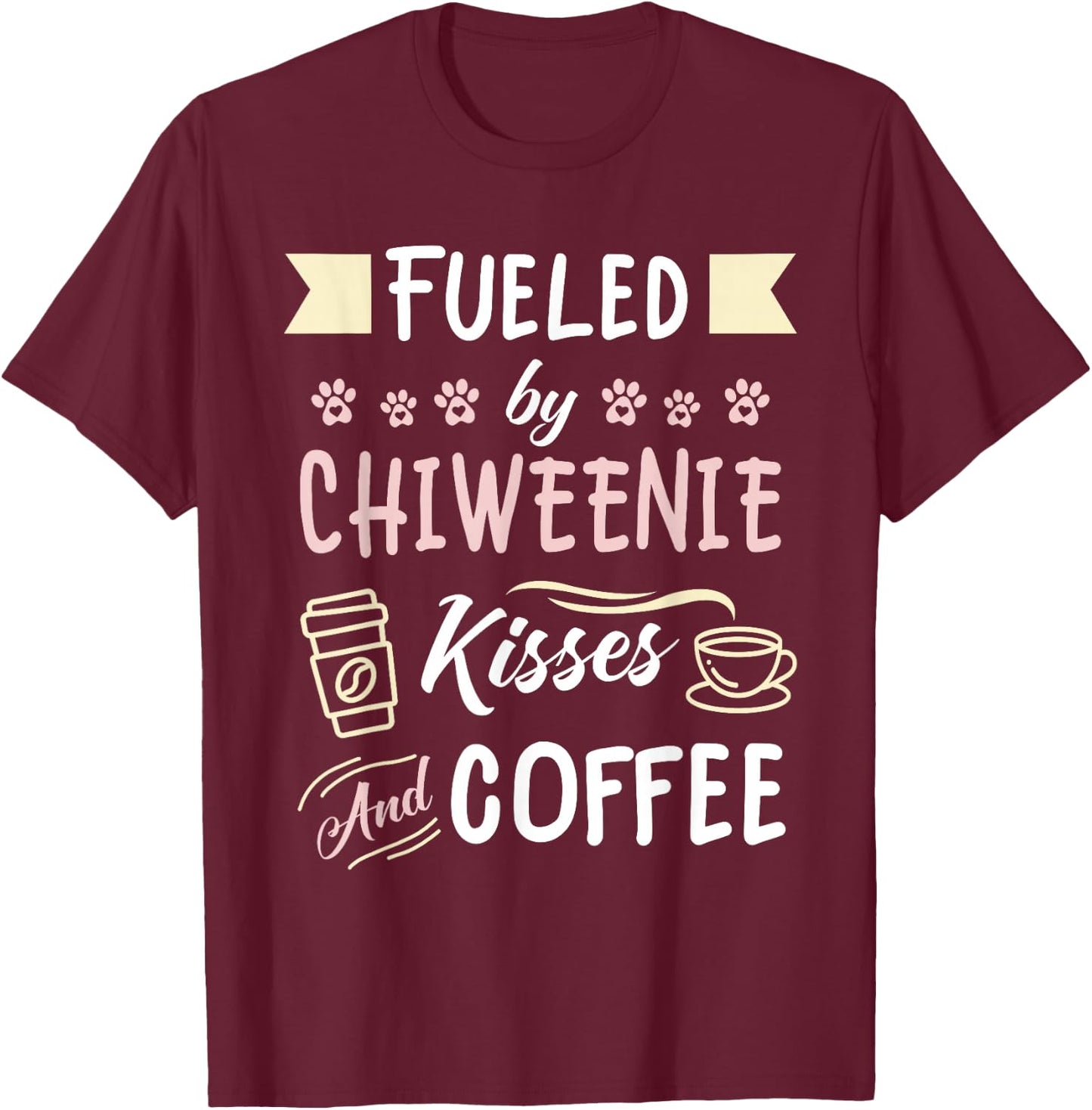 Chiweenie Mom Coffee Lover Dog Pet Owner T-Shirt - T-Shirt | Maroon