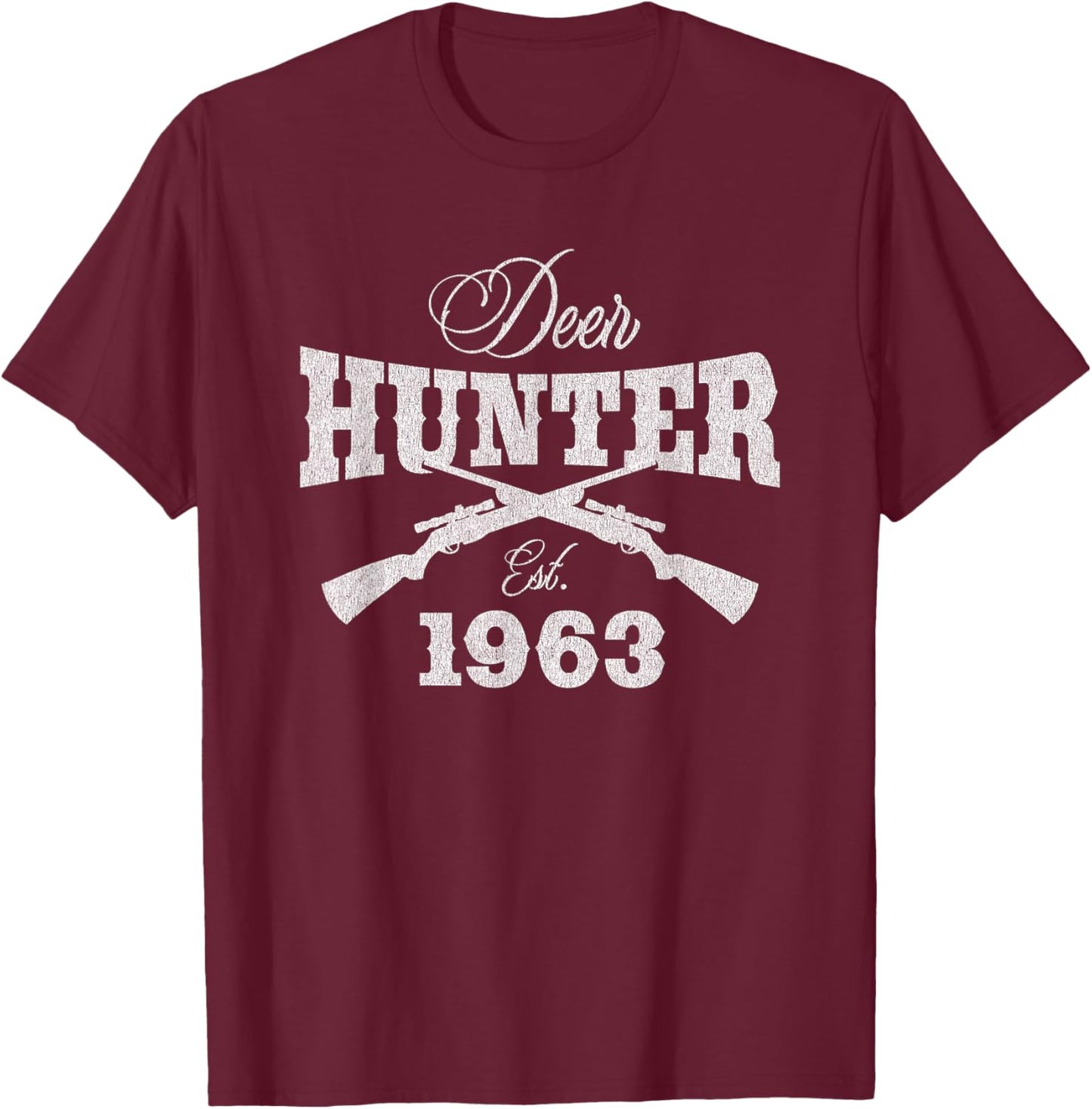 61 Year Old Deer Hunter Hunting 1963 61st Birthday T-Shirt - T-Shirt | Maroon