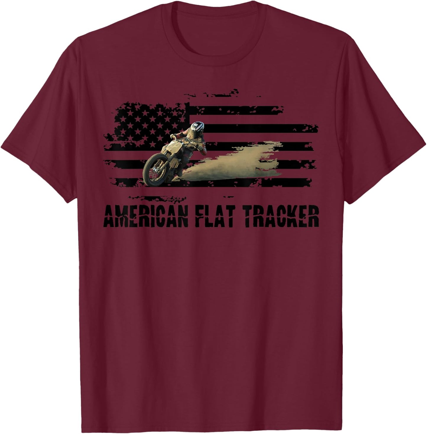 American Flat Tracker Men Women Adults Teens Boys Girls T-Shirt - T-Shirt | Maroon