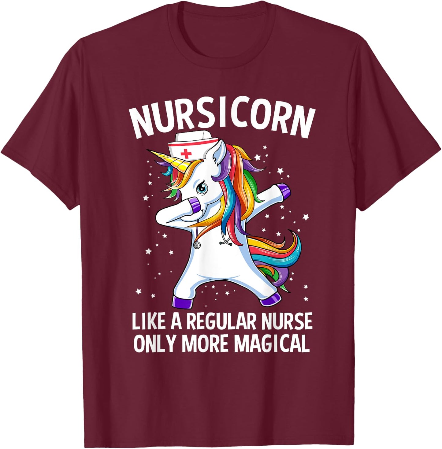 Dabbing Unicorn Nursicorn Funny Nurse T-Shirt - T-Shirt | Maroon