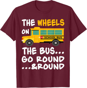 The Wheels On The Bus Toddler Kids Back To School T-Shirt - T-Shirt | Maroon