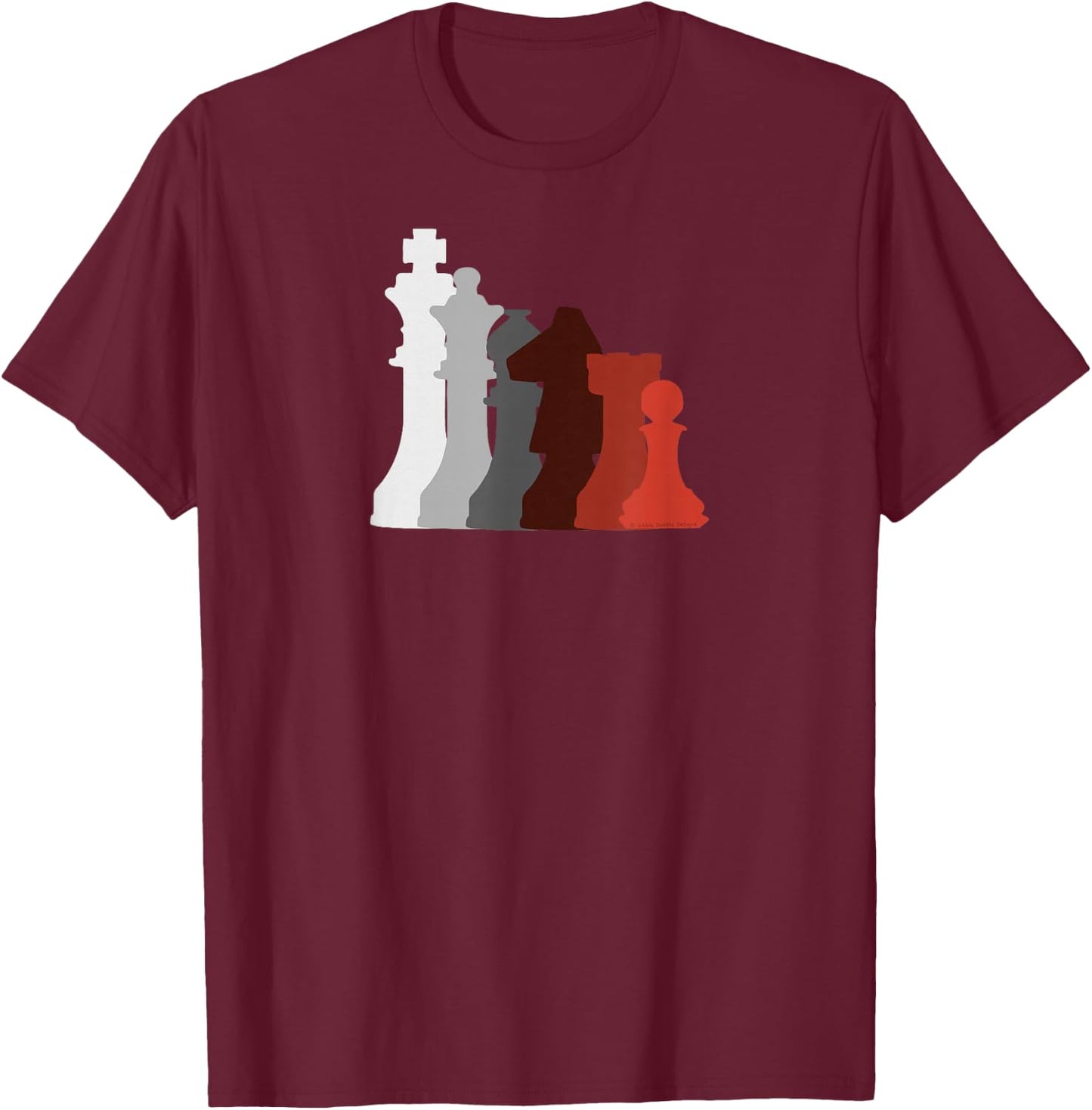 Cool Chess Pieces in Gaming Colors Chess Players T-Shirt - T-Shirt | Maroon