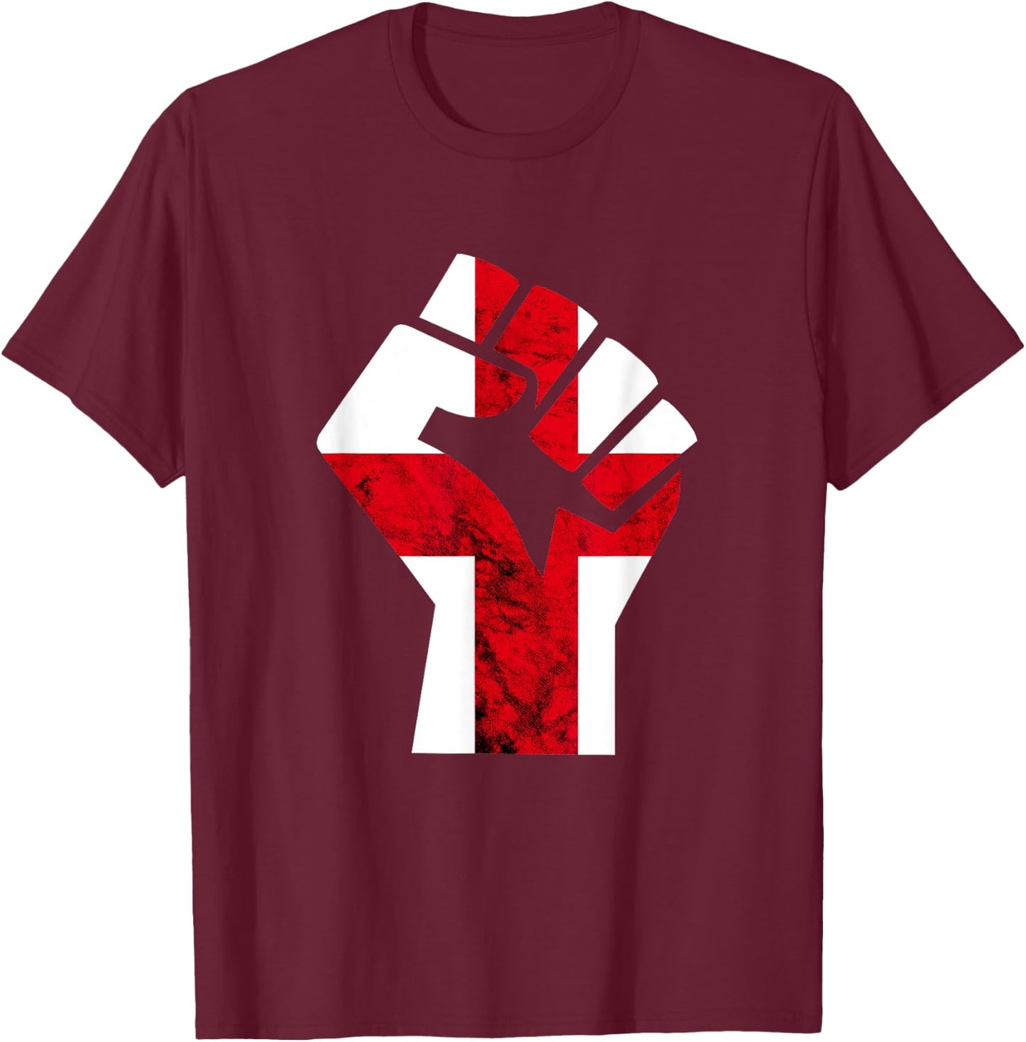 England Handfist Power St George's Cross English Pride T-Shirt - T-Shirt | Maroon