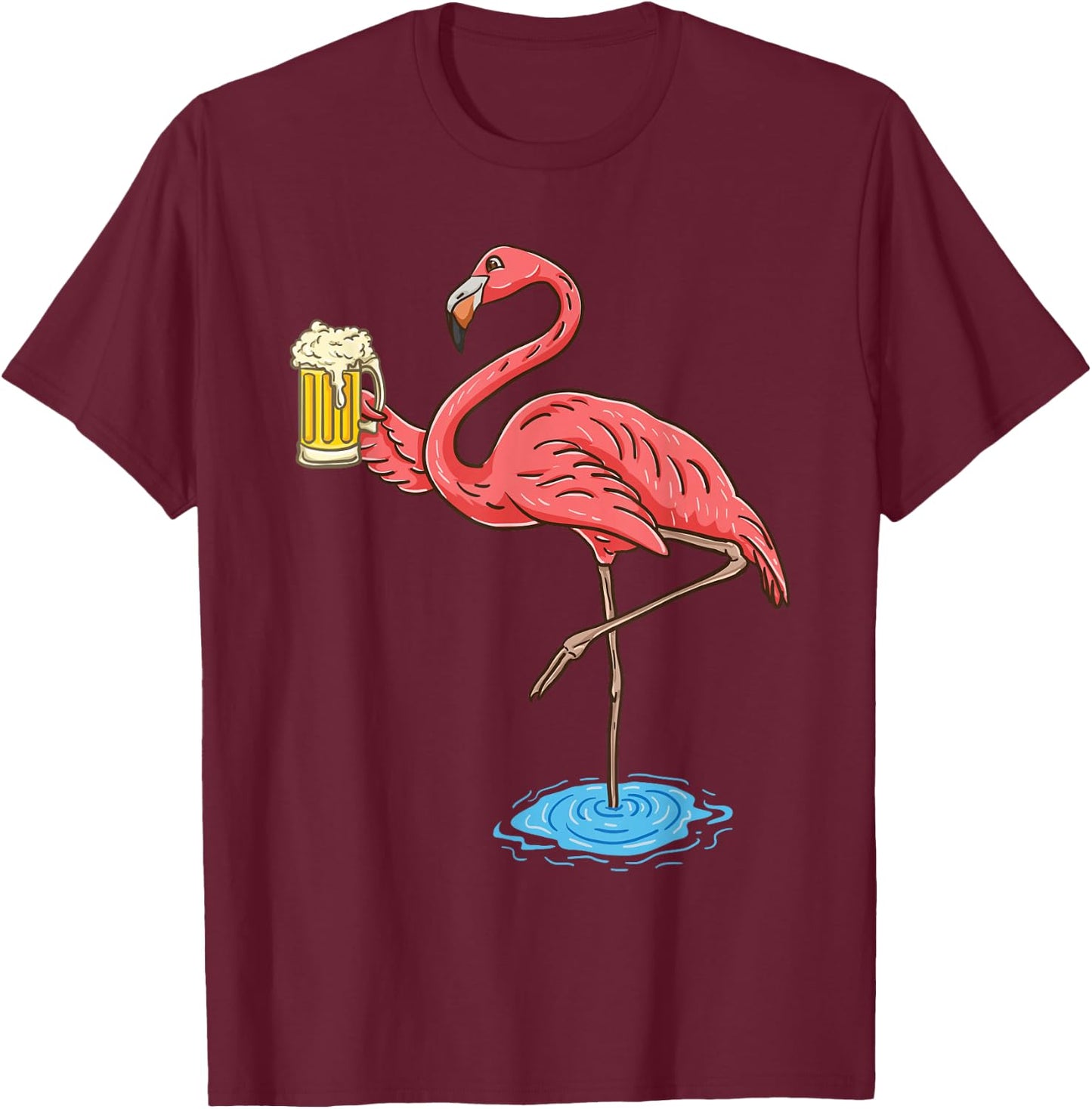 Flamingo Drinking Beer T-Shirt - T-Shirt | Maroon