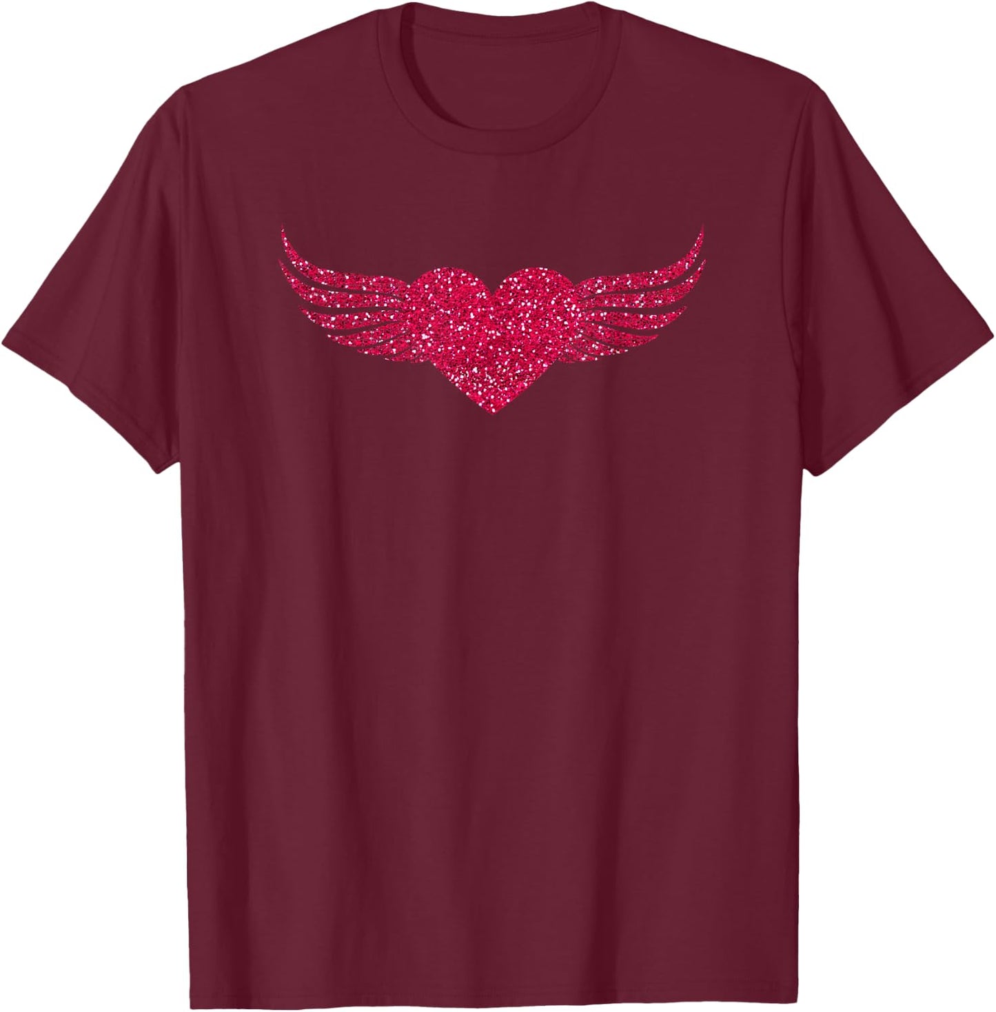 Cool Pink Angel Wings Heart T-Shirt - T-Shirt | Maroon