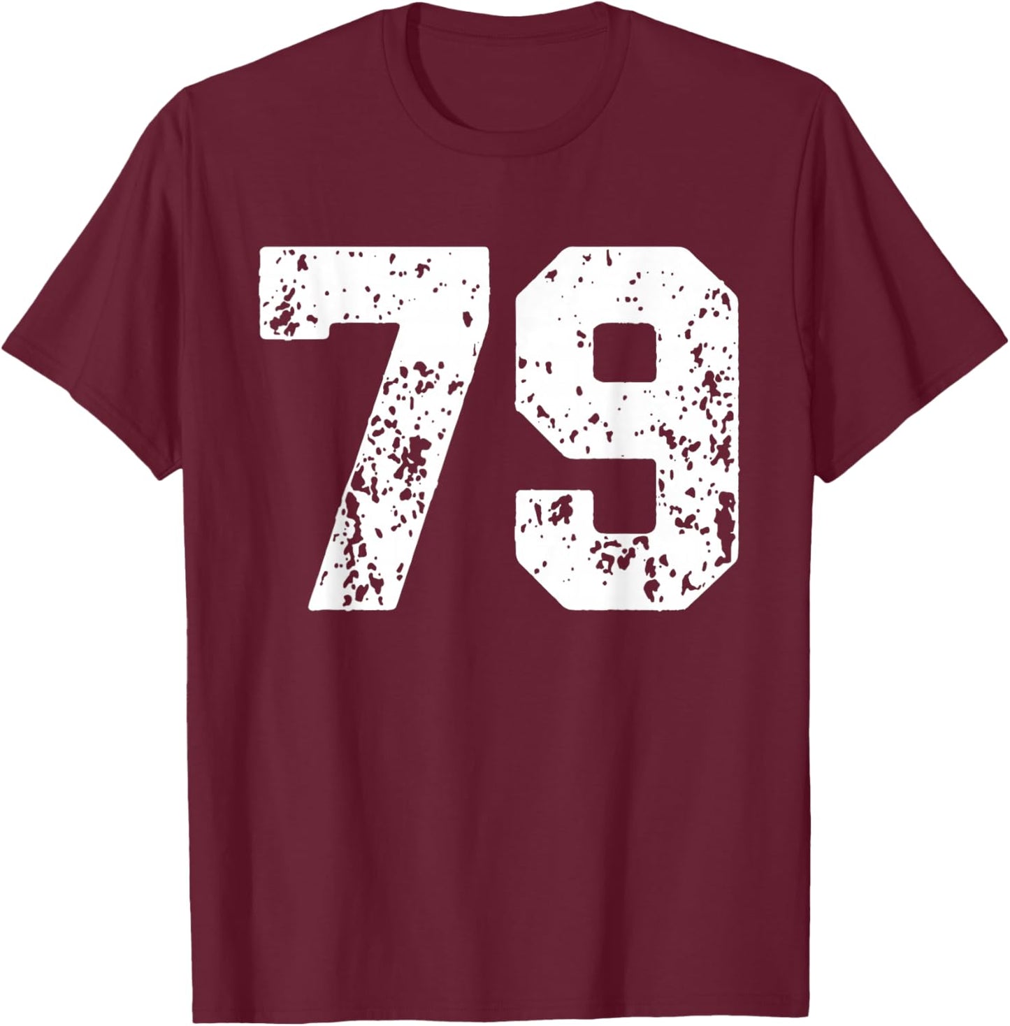 Number 79 White Best Classic College Style Birthday Funny T-Shirt - T-Shirt | Maroon