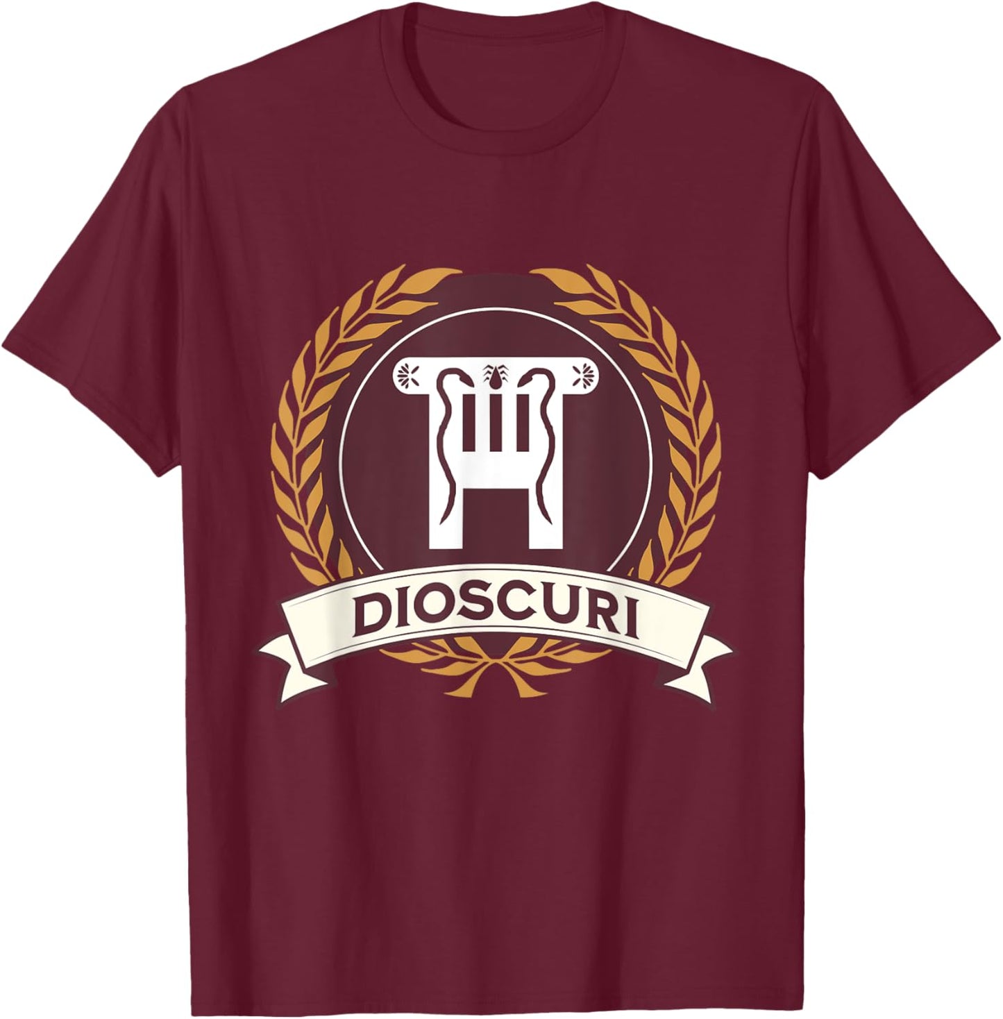 Dioscuri Castor and Pollux Dokana Symbol Greek Mythology T-Shirt - T-Shirt | Maroon