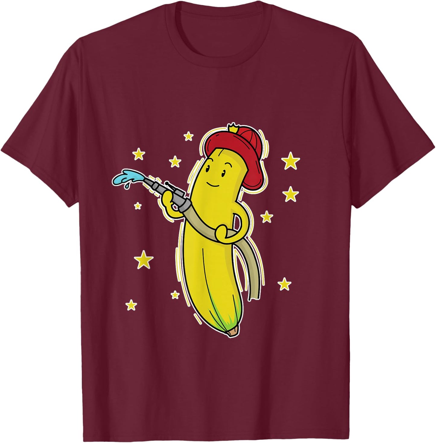 Fire Fighter Banana T-Shirt - T-Shirt | Maroon