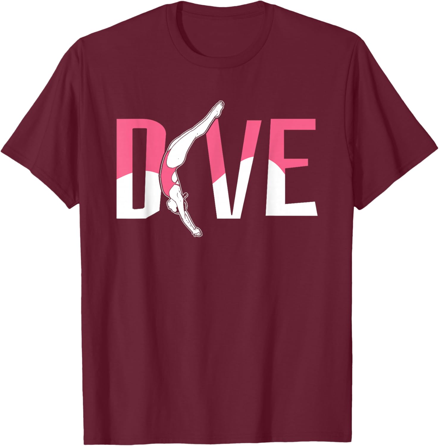 Platform Diver Girl - Springboard Diving T-Shirt - T-Shirt | Maroon