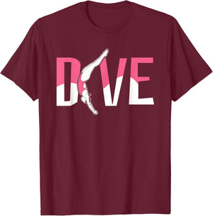 Platform Diver Girl - Springboard Diving T-Shirt - T-Shirt | Maroon