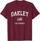 Oakley California CA Vintage American Flag Sports Design T-Shirt - T-Shirt | Maroon