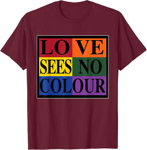 Love Sees No Colour | Cross Colours Retro 1990's Vintage T-Shirt - T-Shirt | Maroon