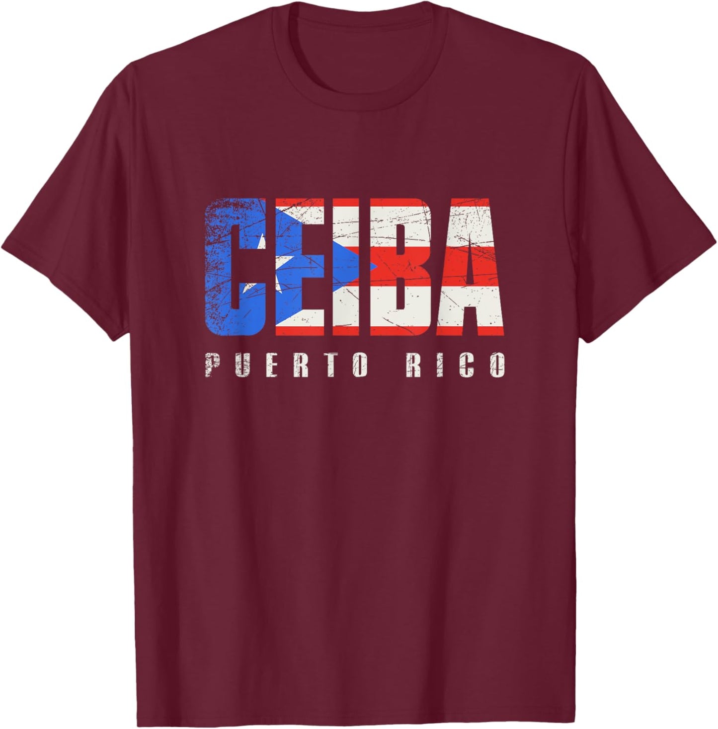 Puerto Rican flag Ceiba Puerto Rico T-Shirt - T-Shirt | Maroon
