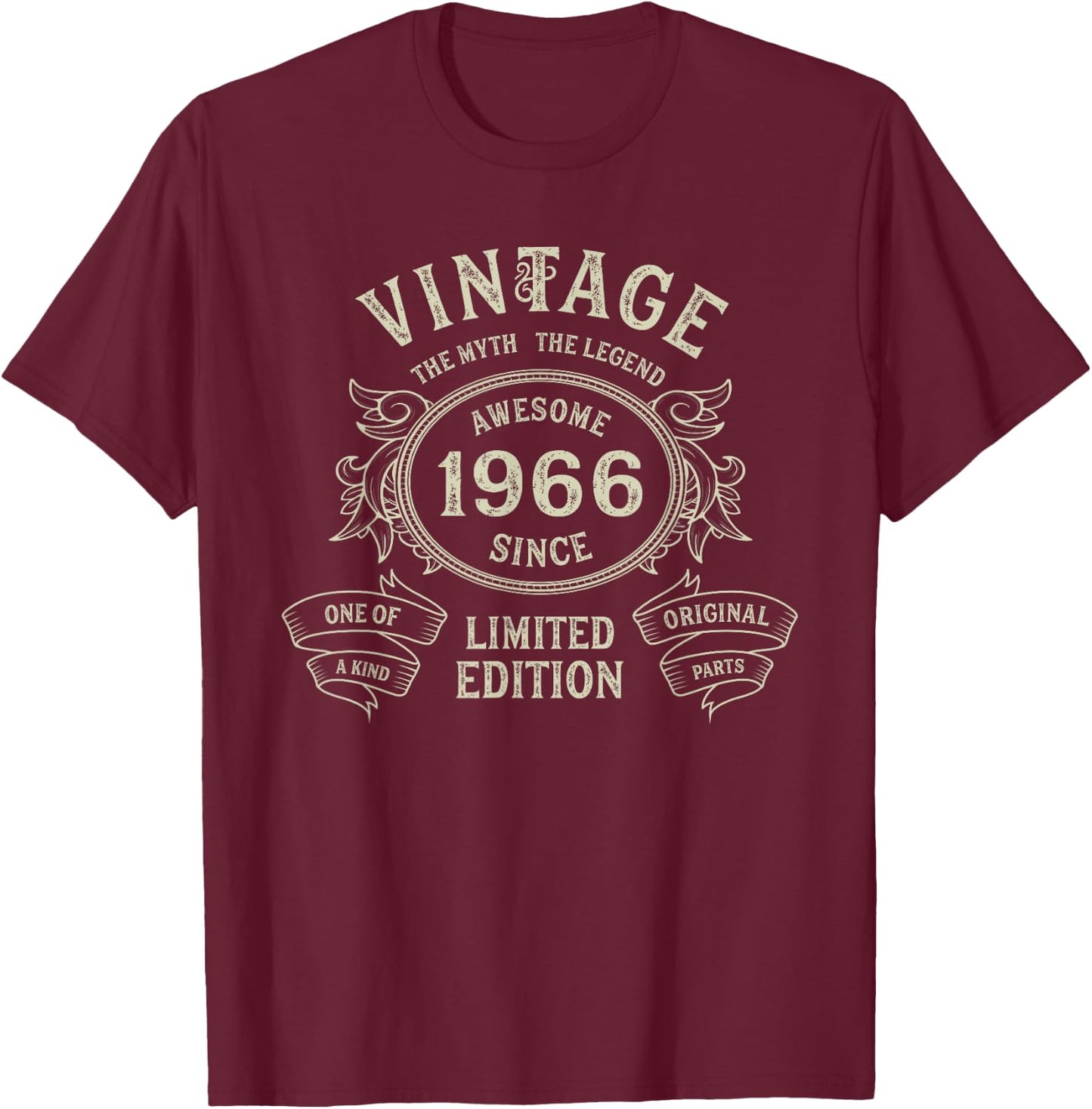 Vintage Born 1966 Limited Edition 59th Birthday 59 years old T-Shirt - T-Shirt | Maroon