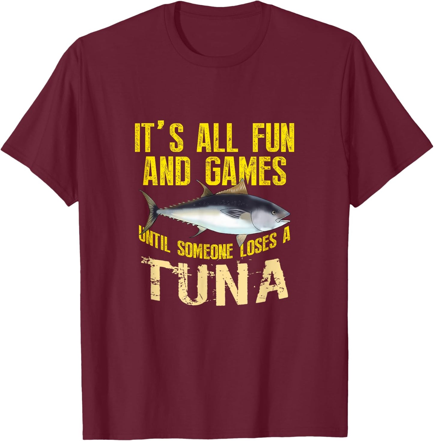 Funny Tuna Fishing Graphic Saltwater Fish Men Women Kid T-Shirt - T-Shirt | Maroon