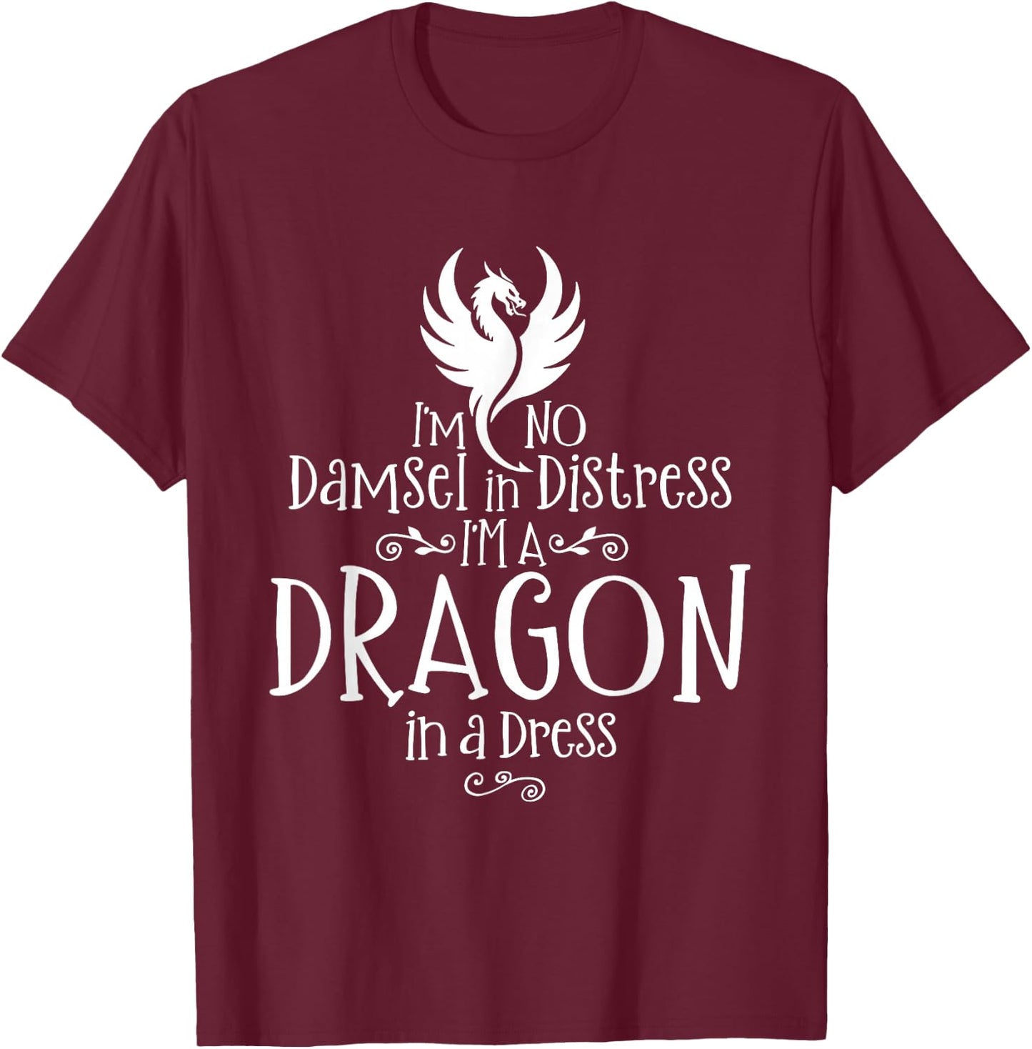 Crafty Snail I'm No Damsel In Distress, I'm A Dragon In A Dress Kids T-Shirt - T-Shirt | Maroon
