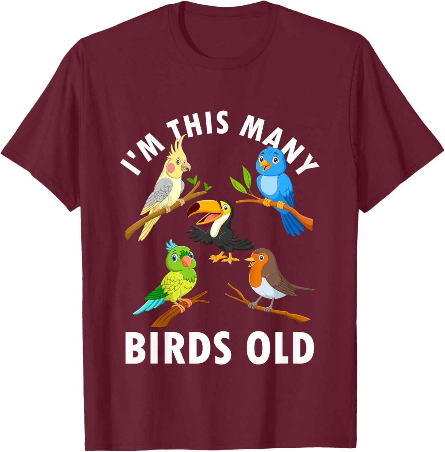 5 Year Old Birds Old 5th Birthday Kids T-Shirt - T-Shirt | Maroon