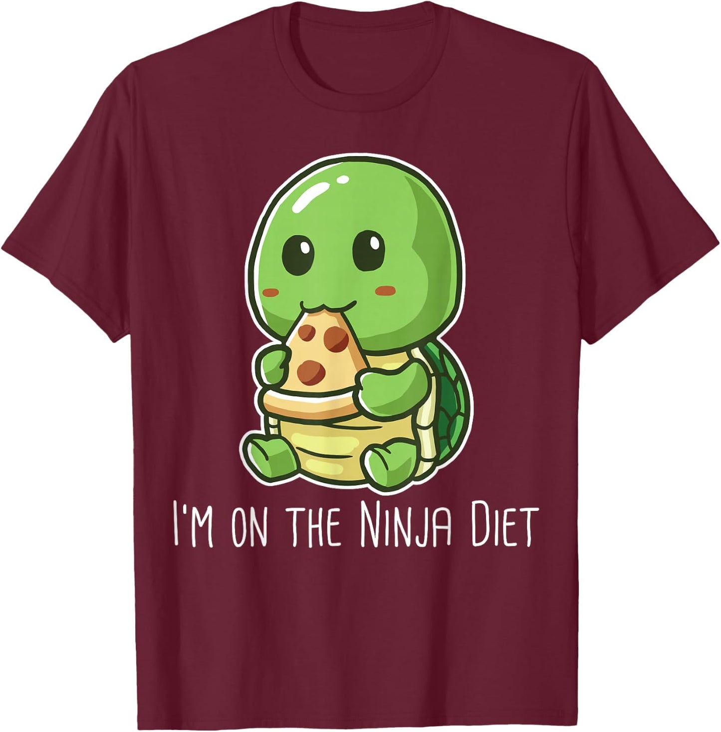 Funny Turtle Eating Pizza Design – I'm On The Diet Nerd Geek T-Shirt - T-Shirt | Maroon