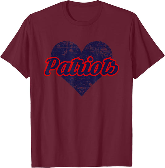 Binghamton Patriots Over Heart T-Shirt - T-Shirt | Maroon