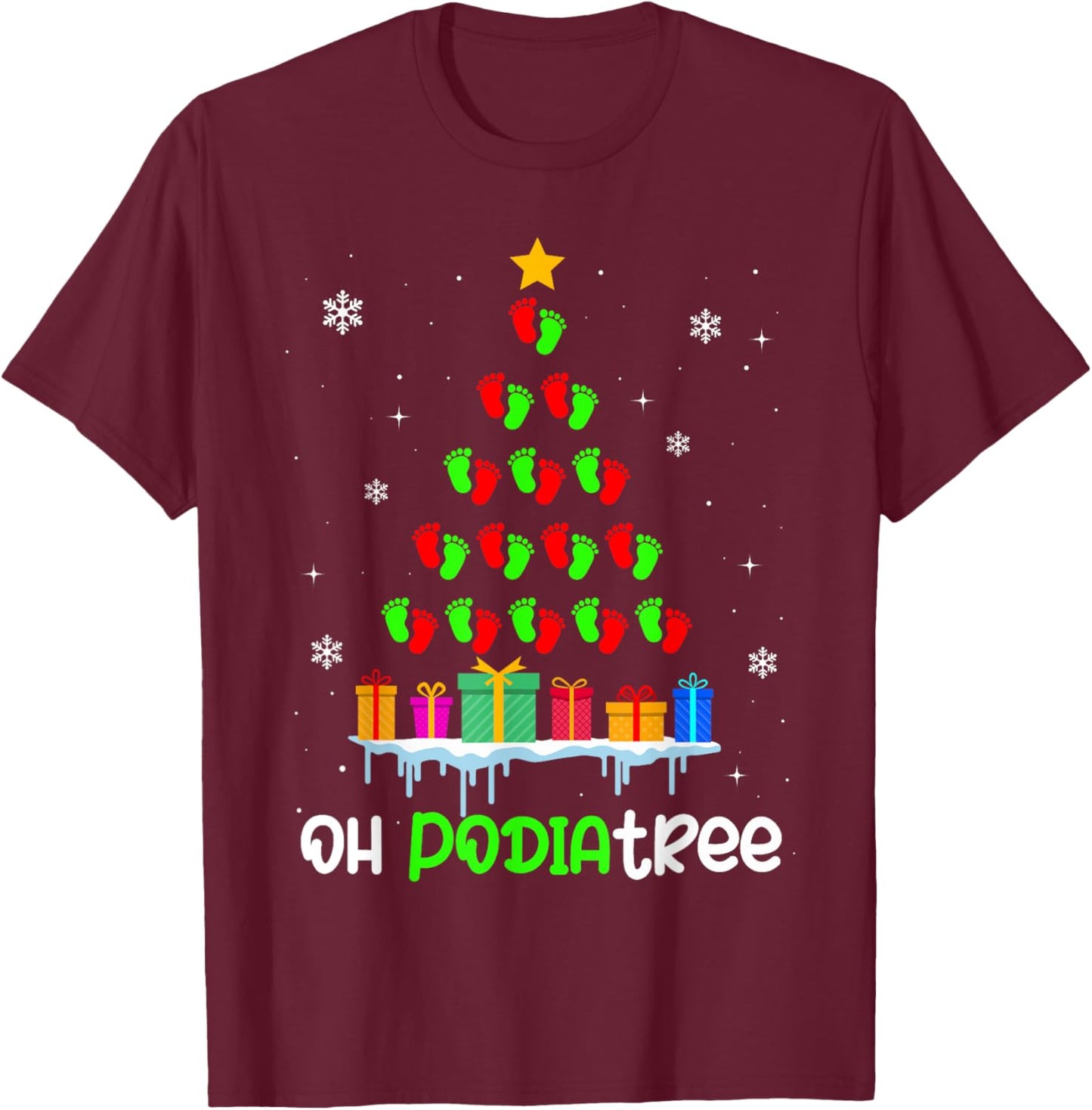 OH Podiatree Podiatrist Christmas Doctor Physician Xmas T-Shirt - T-Shirt | Maroon