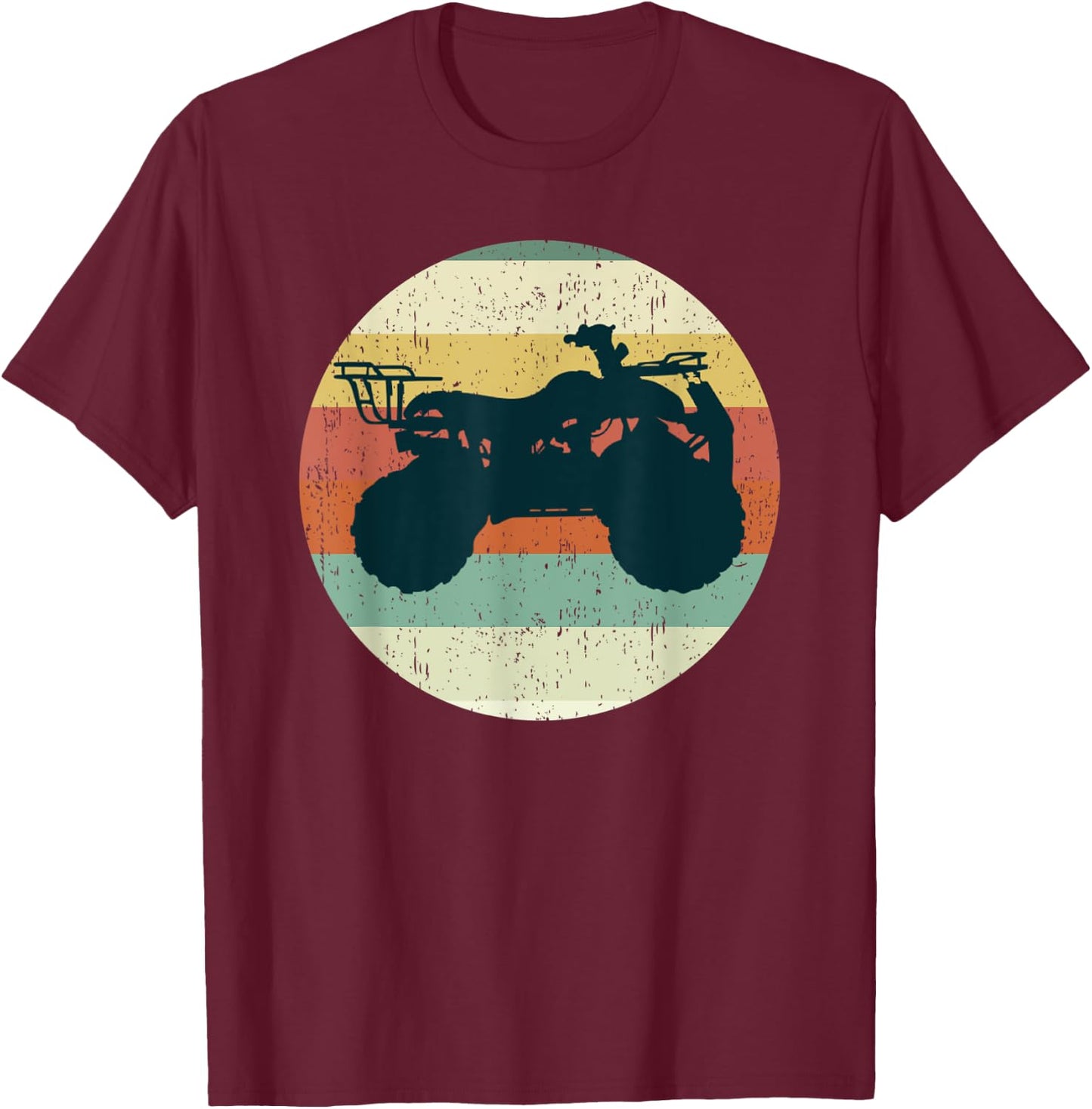 4-Wheeler ATV Quad Bike Mud Racing Vintage Sunset T-Shirt - T-Shirt | Maroon