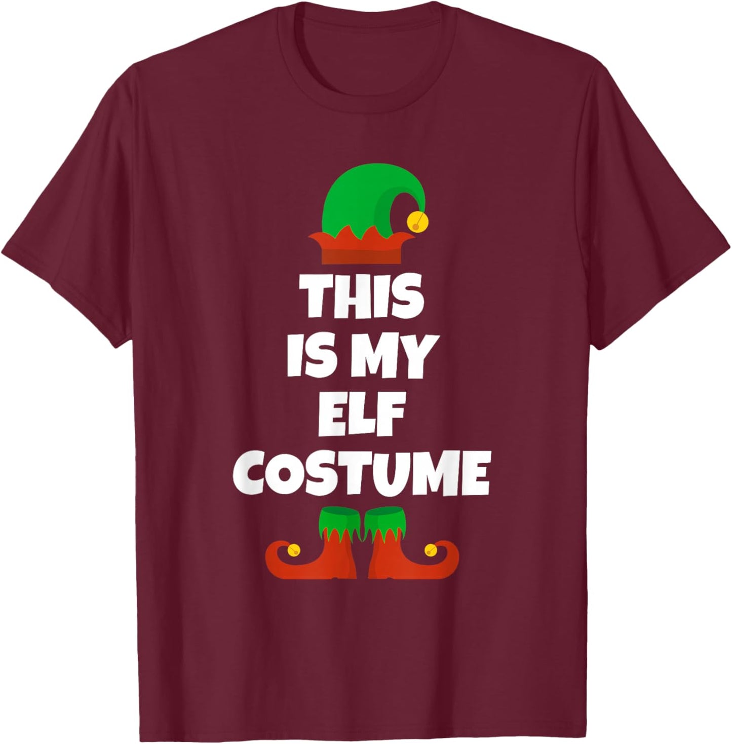 This Is My Elf Costume Halloween Lazy Easy Last Minute T-Shirt - T-Shirt | Maroon