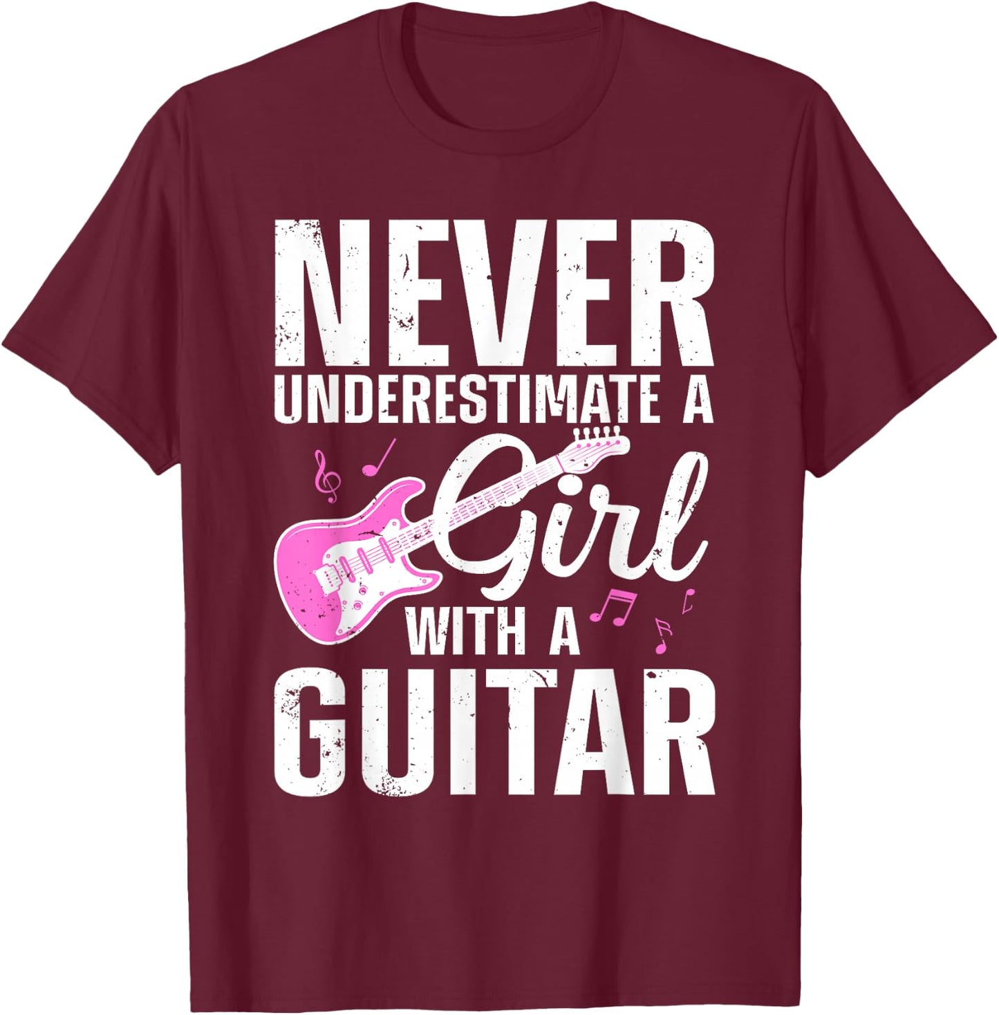 Cool Guitar Girls Guitarist Acoustic Guitar Lovers Small T-Shirt - T-Shirt | Maroon