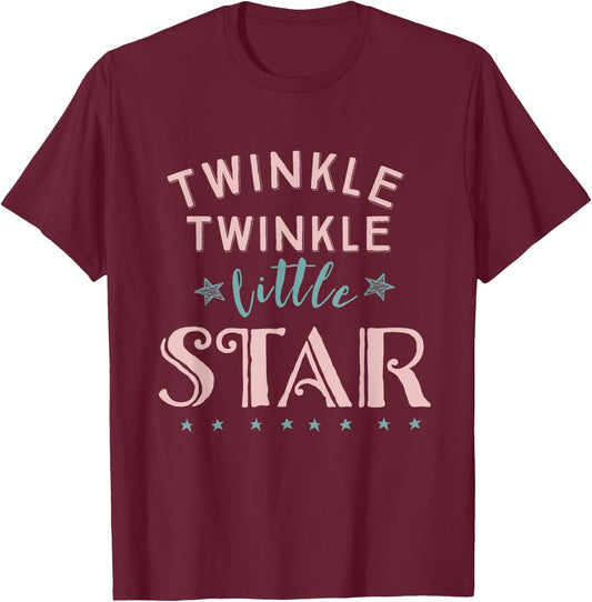Twinkle Twinkle Little Star Cute T-Shirt - T-Shirt | Maroon