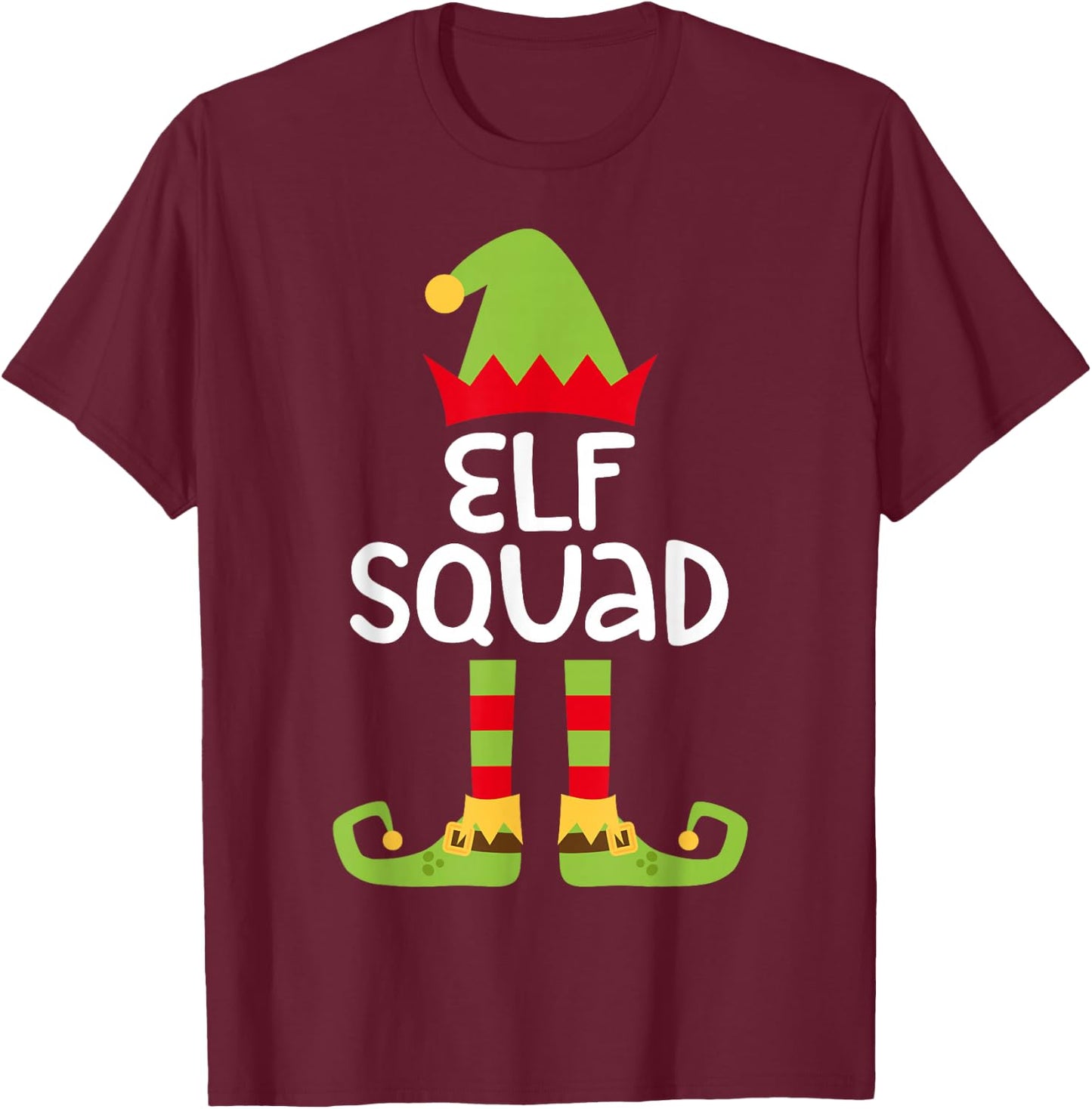 Elf Squad Shirt Matching Kids Boy Girl Christmas Elf Pajamas T-Shirt - T-Shirt | Maroon