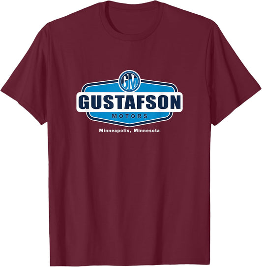 Aura Apparel Fargo Gustafson Motors Movie - Black, Adult, , Short Sleeve, Small, Classic Fit, Cotton Blend T-Shirt - T-Shirt | Maroon