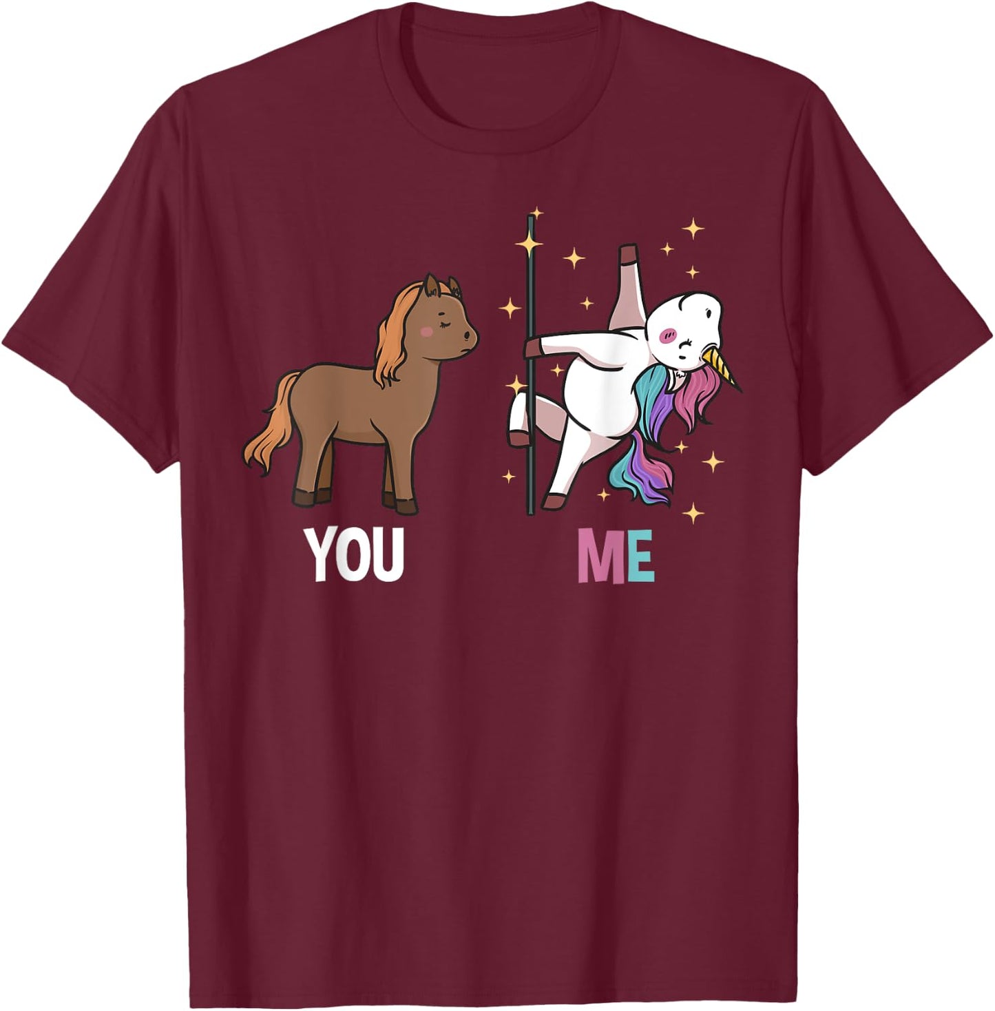 Funny Unicorn Yoga Pole Dancing T-Shirt - T-Shirt | Maroon