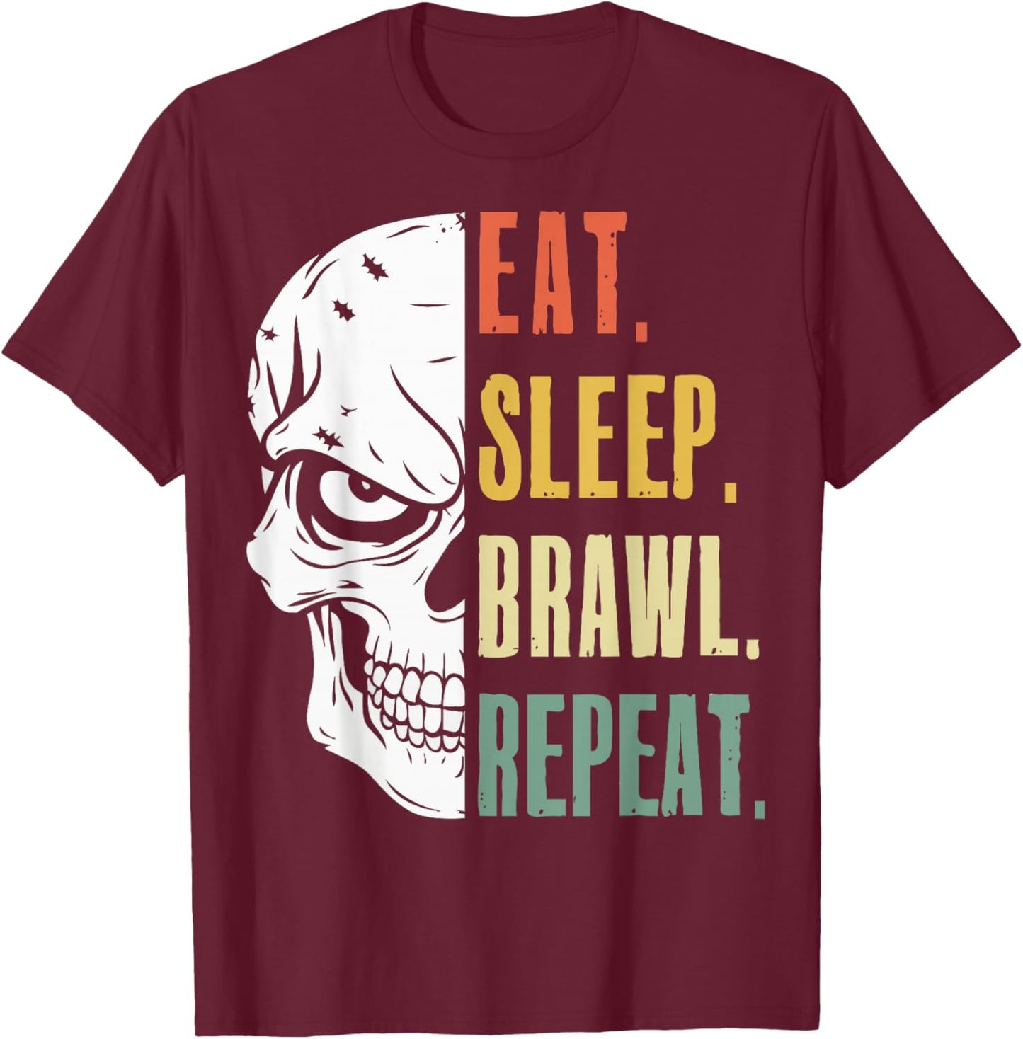 Eat Sleep Brawl Repeat Funny Video Gamer Gaming T-Shirt - T-Shirt | Maroon