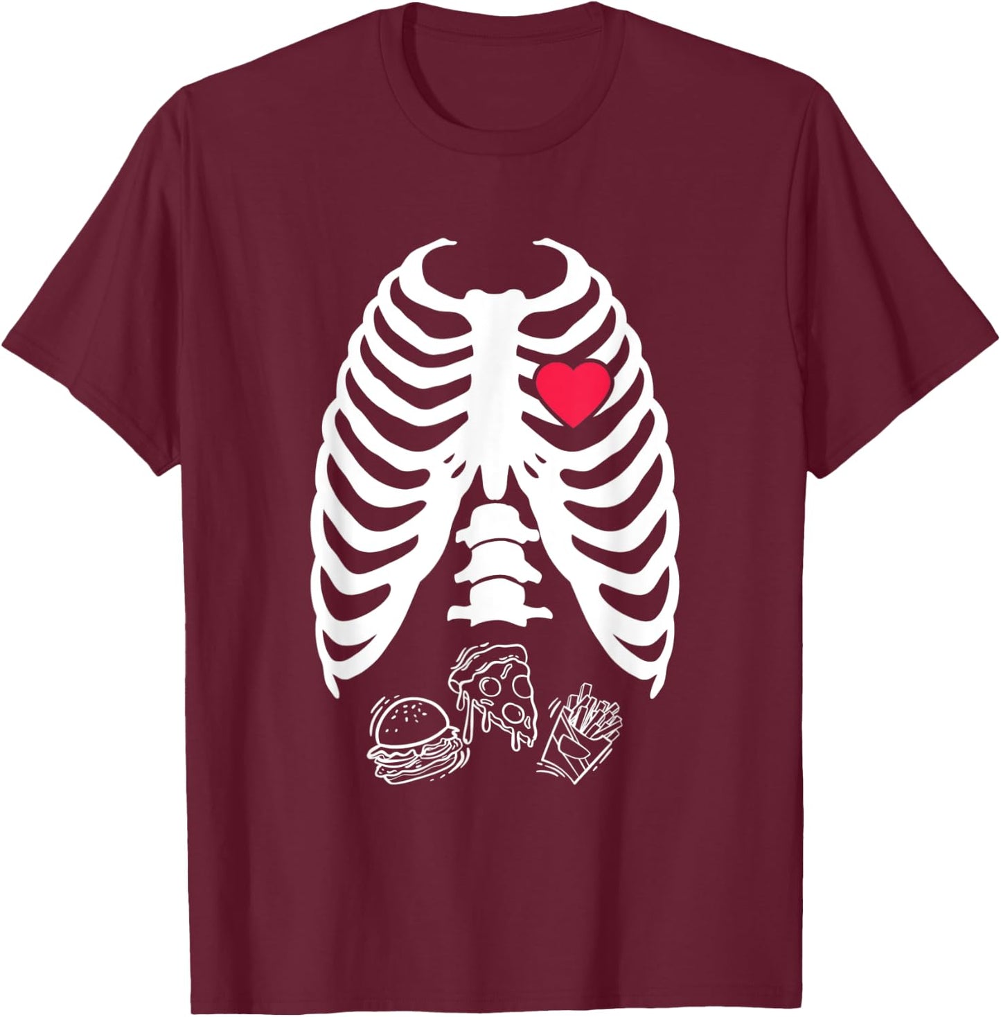 Skeleton Fast Food Halloween Great Gift T-Shirt - T-Shirt | Maroon