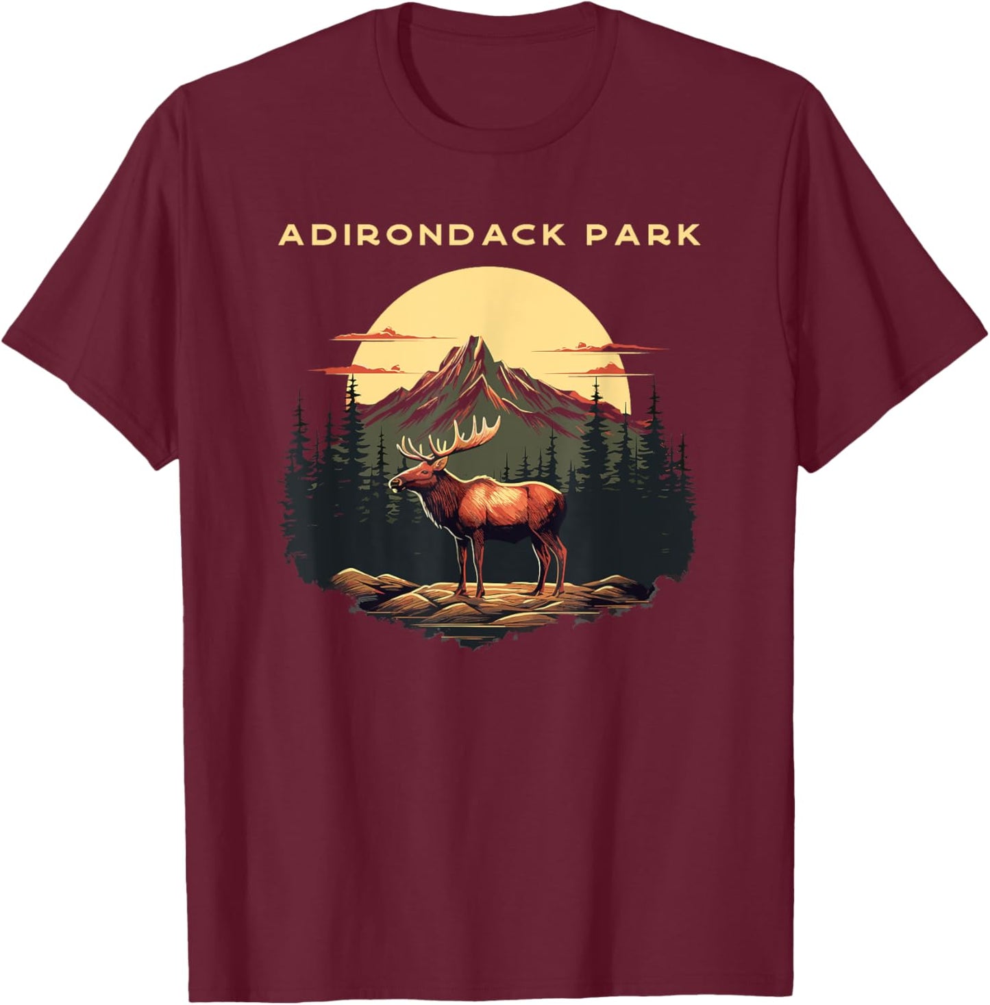 Adirondack Park Moose Vintage T-Shirt - T-Shirt | Maroon