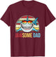 Retro Jawsome Dad Shark Funny Fathers Day Family Daddy Papa T-Shirt - T-Shirt | Maroon