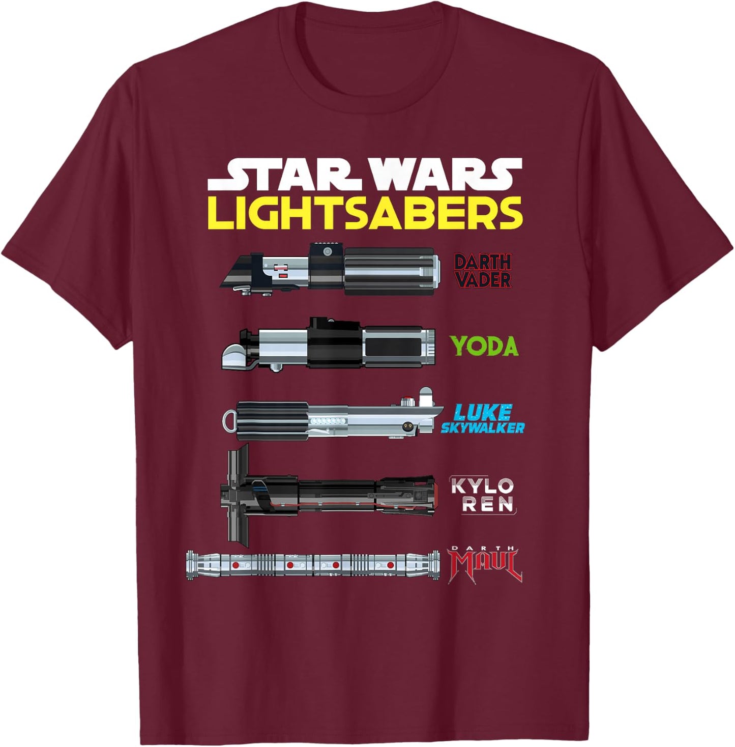 Star Wars Character Lightsabers T-Shirt - T-Shirt | Maroon