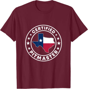 Certified Pitmaster Texan BBQ Grilling Texas Barbecue Grill T-Shirt - T-Shirt | Maroon