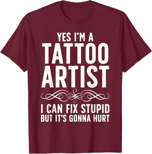 Funny Tattoo Artist Art Women Tattooer Tattoo Artist T-Shirt - T-Shirt | Maroon